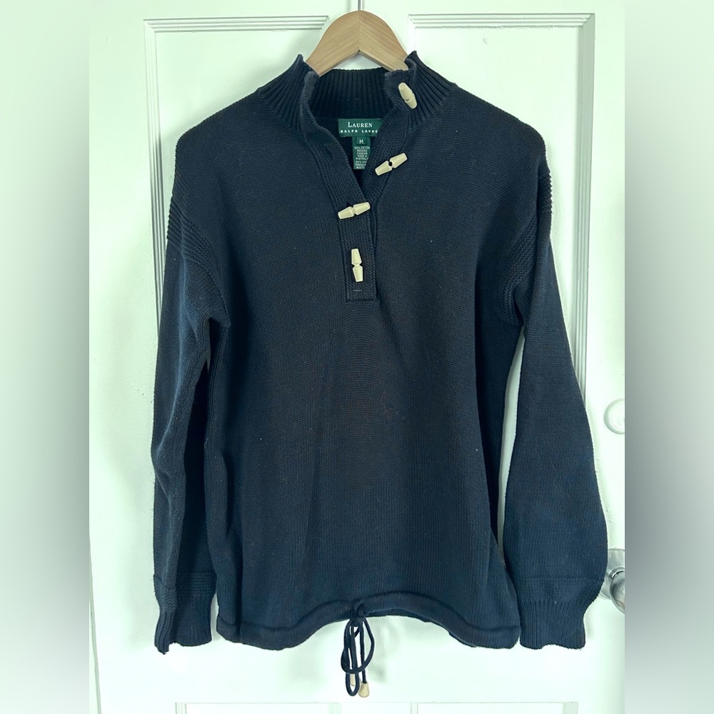 EUC Lauren Ralph Lauren Navy Toggle Button Knit Pullover